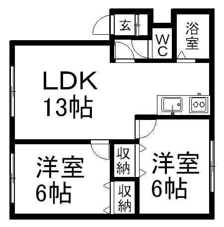フロンティア97(2LDK/3階)の間取り写真