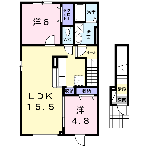 プルメリアⅢ(2LDK/2階)の間取り写真