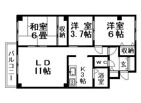 ルミナス7・3(3LDK/2階)の間取り写真