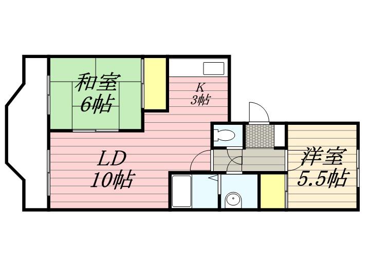 パスウェイ弐番館(2LDK/4階)の間取り写真