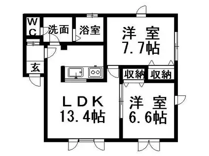 フローラルコート 51(2LDK/2階)の間取り写真