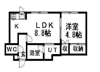 フラワー豊平(1LDK/2階)の間取り写真