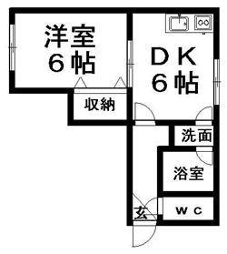 APT24(1DK/1階)の間取り写真