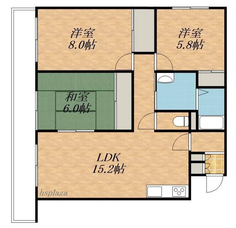 リバーサイドヒルズ西岡公園(3LDK/2階)の間取り写真