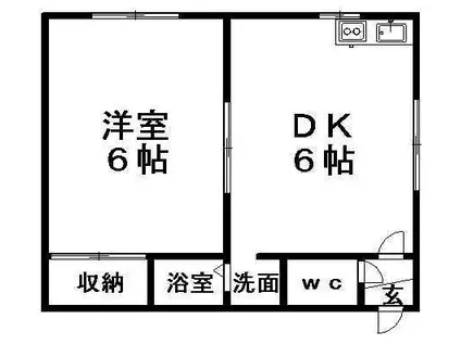 ハイツエメラルドⅡ(1DK/3階)の間取り写真