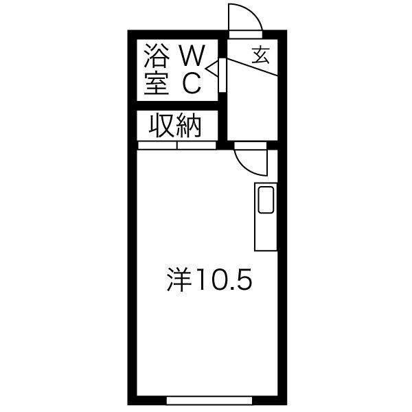 月寒パークハイツ(ワンルーム/2階)の間取り写真