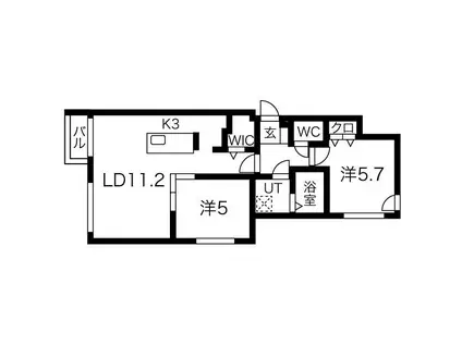 カームヒルズ(2LDK/1階)の間取り写真