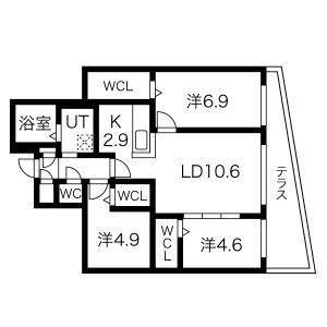 クラウド東札幌(3LDK/1階)の間取り写真