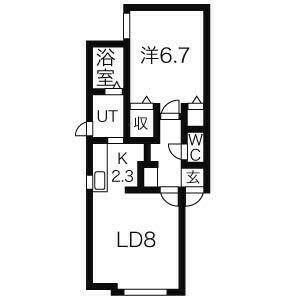コンフォート中の島V(1LDK/2階)の間取り写真
