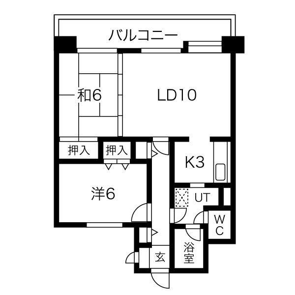 TOAマンション(2LDK/3階)の間取り写真