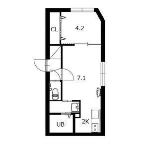 GLORY平岸(1LDK/3階)の間取り写真