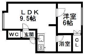 ポストハウス白石(1LDK/2階)の間取り写真
