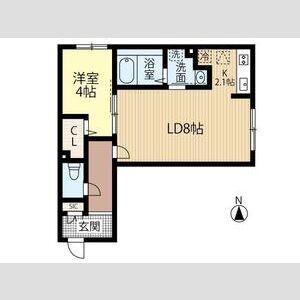 LA CONFORTO厚別(1LDK/2階)の間取り写真