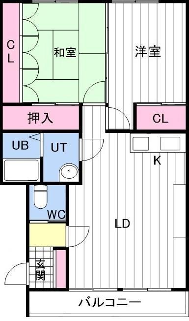 グリーンヴィラ北広島(2LDK/2階)の間取り写真