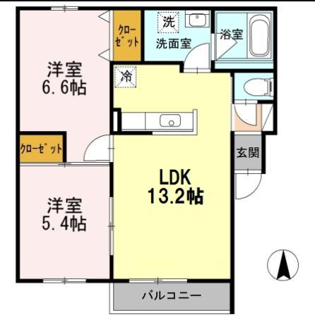 メイテルハイム平岸(2LDK/4階)の間取り写真