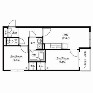 グランドジョラス中の島(2DK/4階)の間取り写真