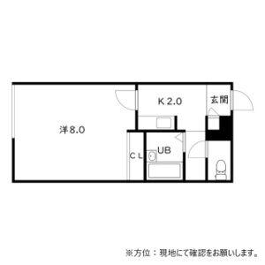 PALAIS DEUX清田一条(1K/1階)の間取り写真