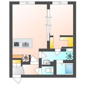 月寒中央通9丁目(1LDK/2階)の間取り写真