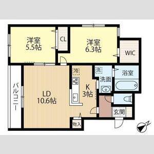 AIDA IZARI (2LDK/4階)の間取り写真