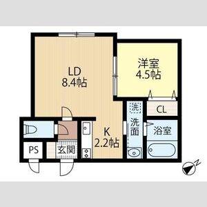 AIDA IZARI (1LDK/3階)の間取り写真