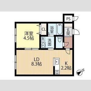 AIDA IZARI (1LDK/1階)の間取り写真