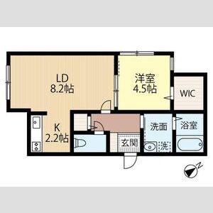 AIDA IZARI (1LDK/1階)の間取り写真