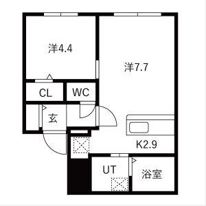 グランフォレスト厚別中央(1LDK/2階)の間取り写真