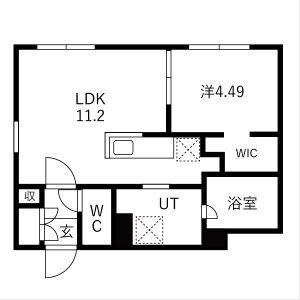 ピオネロ恵庭Ⅲ(1LDK/4階)の間取り写真