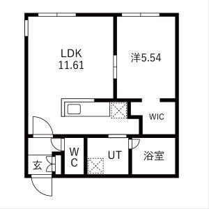 ピオネロ恵庭Ⅲ(1LDK/2階)の間取り写真