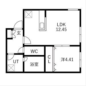 ピオネロ恵庭Ⅲ(1LDK/4階)の間取り写真