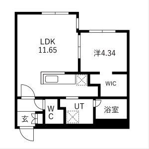 ピオネロ恵庭Ⅲ(1LDK/3階)の間取り写真