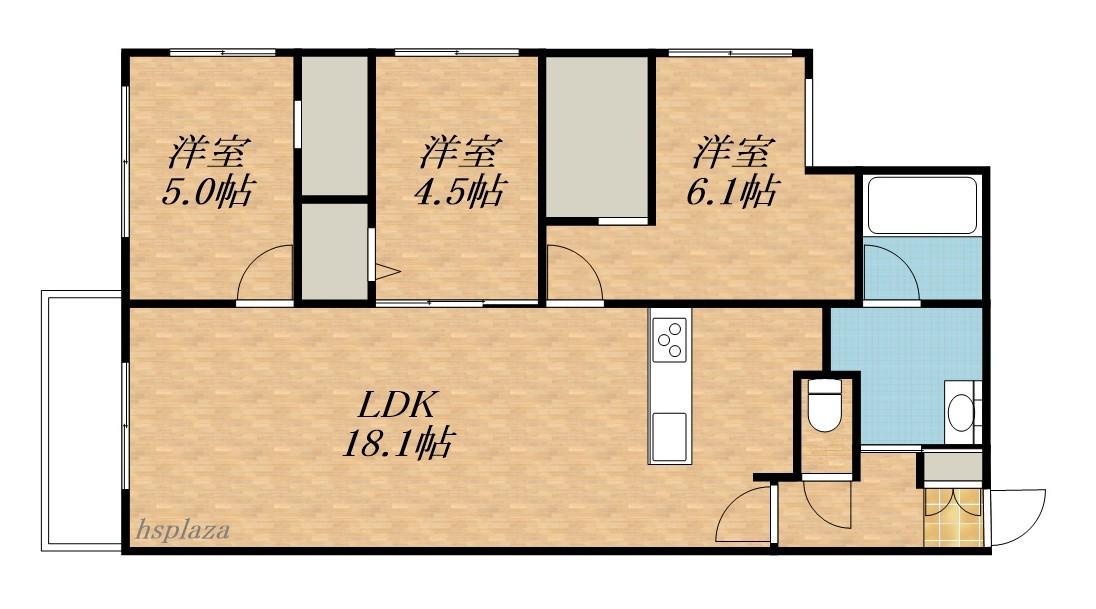 ZABO HILLS MISONO(3LDK/2階)の間取り写真