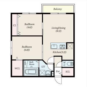 TOMISIA(2LDK/2階)の間取り写真