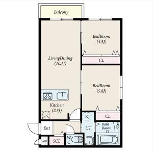 TOMISIA(2LDK/3階)の間取り写真