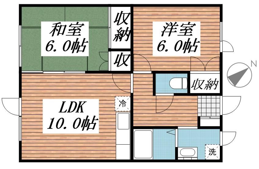 フェイス柏木D棟(2LDK/2階)の間取り写真