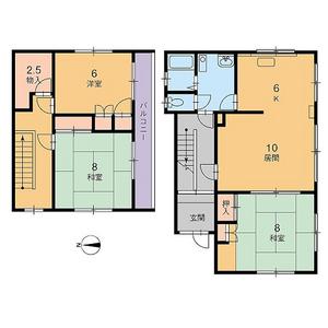 北海道札幌市豊平区 2階建 築44年(3SLDK)の間取り写真
