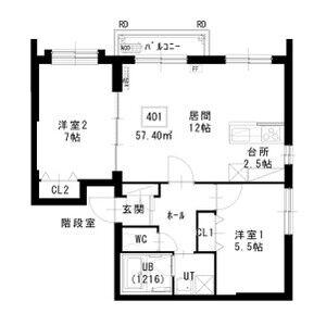 ノヴァ白石ーⅡ(2LDK/4階)の間取り写真