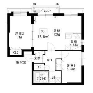 ノヴァ白石ーⅡ(2LDK/3階)の間取り写真