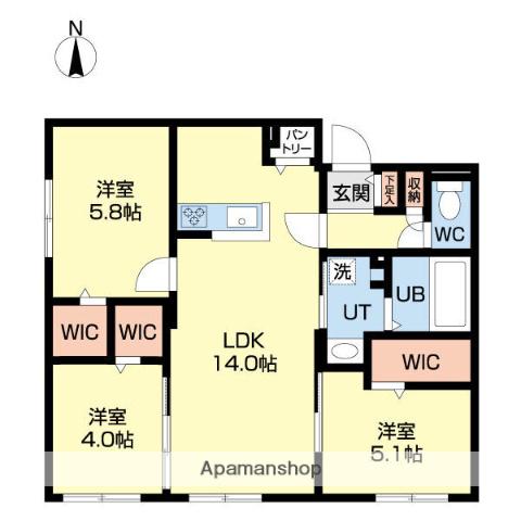 DPレジデンス北広島(3LDK/4階)の間取り写真