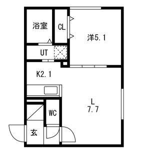 NOVEL北広島(1LDK/3階)の間取り写真