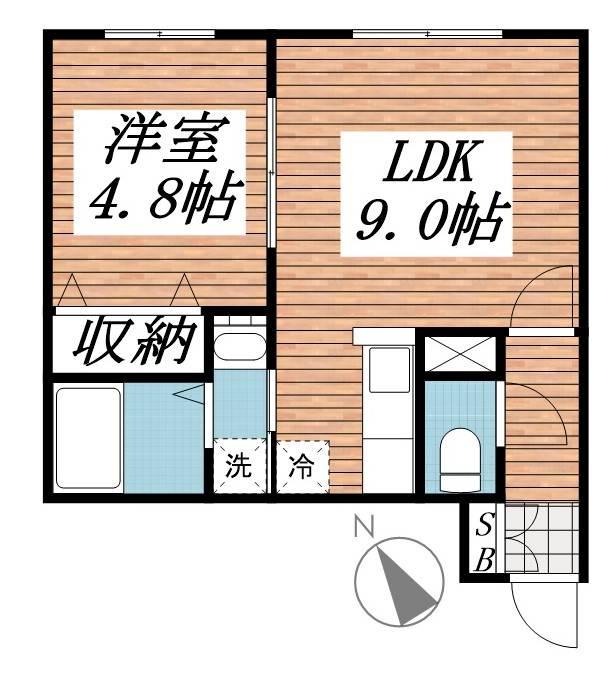 アーバン文教大前B(1LDK/1階)の間取り写真