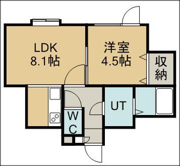ラパス清田(1LDK/2階)の間取り写真
