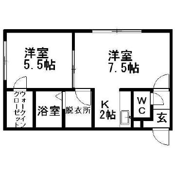 ステージノア東札幌(1LDK/4階)の間取り写真