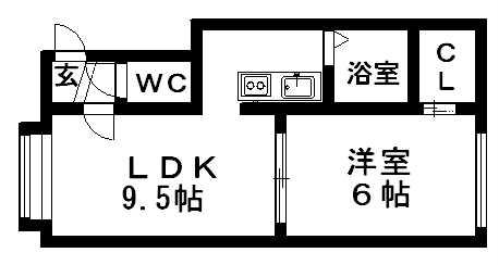 T・N清田(1LDK/2階)の間取り写真