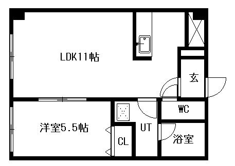 アムール東札幌(1LDK/4階)の間取り写真