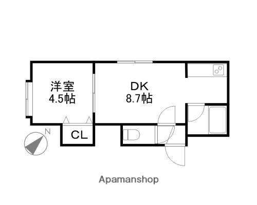 札幌市東西線 南郷７丁目駅 徒歩12分 3階建 築28年(1LDK/2階)の間取り写真