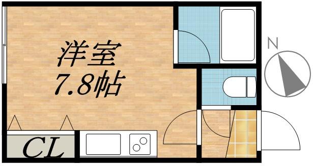 アズーリ中の島参番館(ワンルーム/1階)の間取り写真