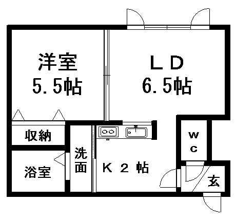 プルーフガーデン(1DK/2階)の間取り写真