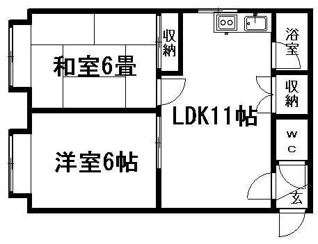 ドミ真栄パーク(2LDK/2階)の間取り写真