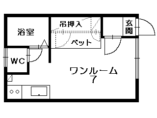 ブレスⅤ(1K/1階)の間取り写真